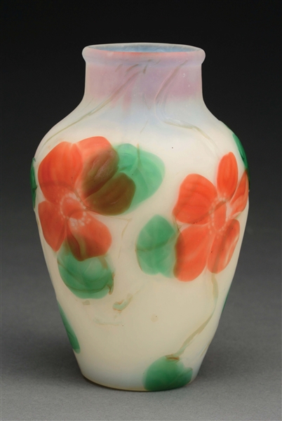 TIFFANY WHEEL-CARVED FLORAL CAMEO VASE.