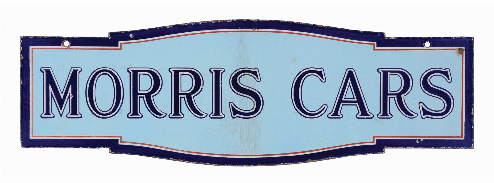 MORRIS CARS DIE CUT PORCELAIN DEALERSHIP SIGN.