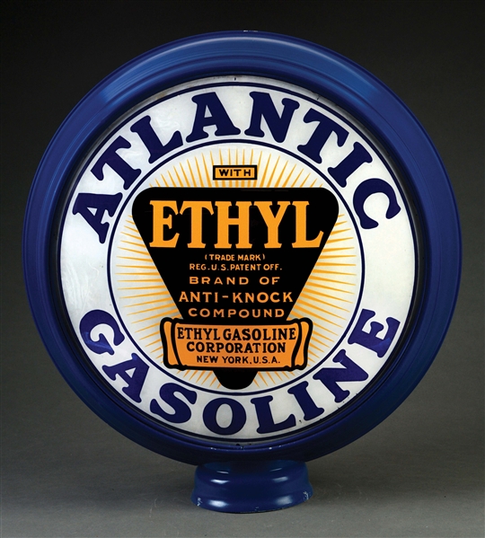 ATLANTIC ETHYL GASOLINE COMPLETE 16.5" GLOBE ON METAL BODY. 