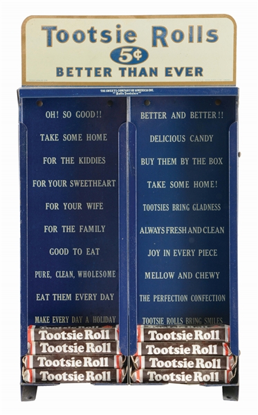 TOOTSIE ROLLS TIN COUNTRY STORE COUNTERTOP DISPLAY.