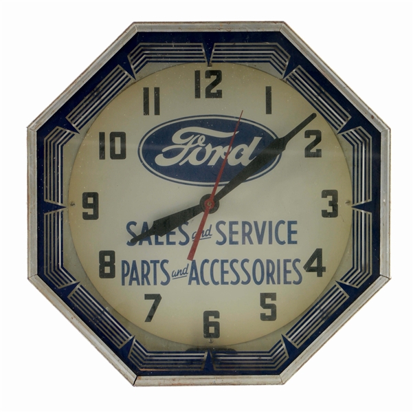FORD SALES & SERVICE NEON PRODUCTS DEALERSHIP CLOCK.