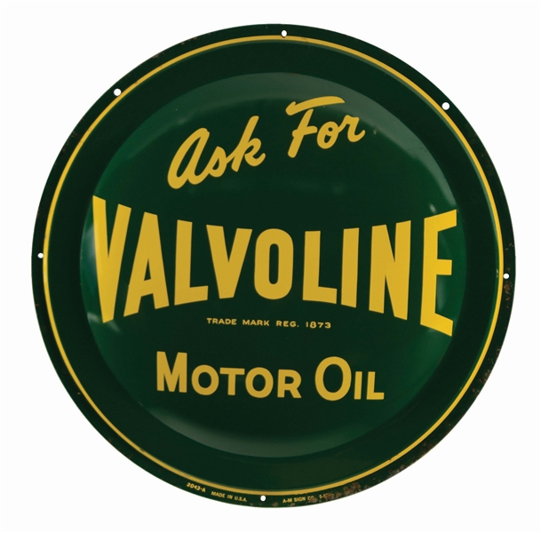 ASK FOR VALVOLINE MOTOR OIL TIN CONVEX SIGN.