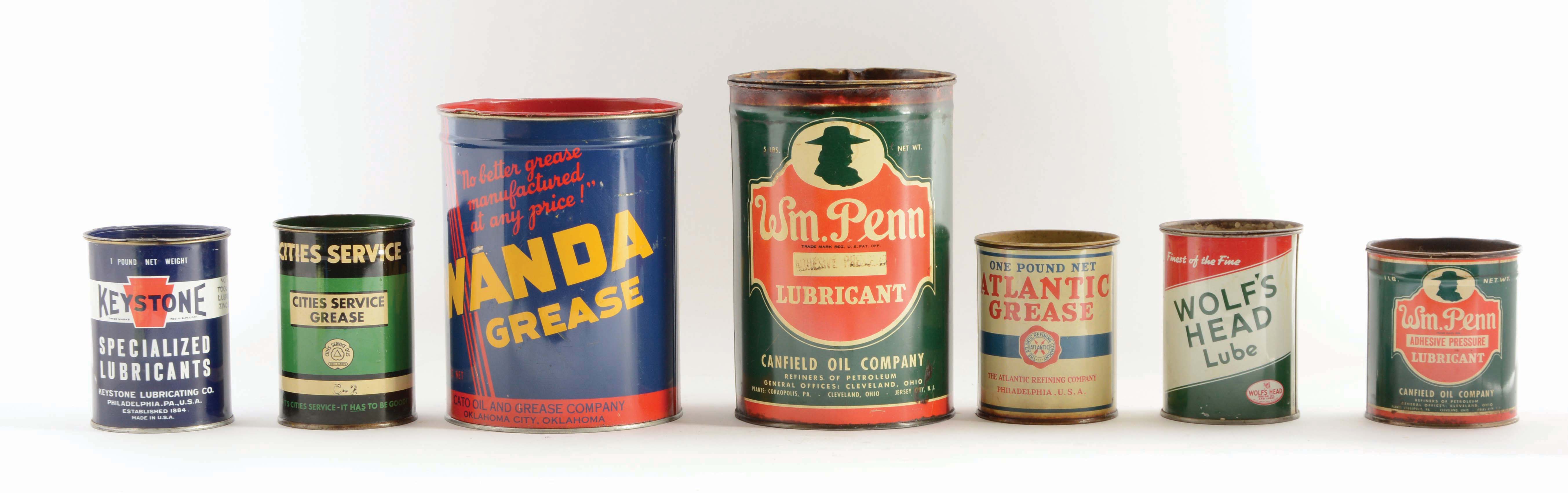 Lot Detail - LOT OF 7: ONE & FIVE POUND GREASE CANS.