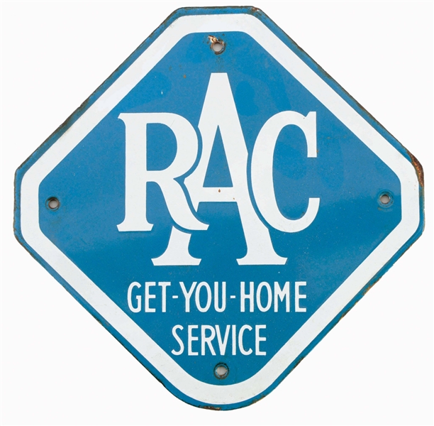 RAC ROYAL AUTOMOBILE CLUB SERVICE PORCELAIN SIGN.