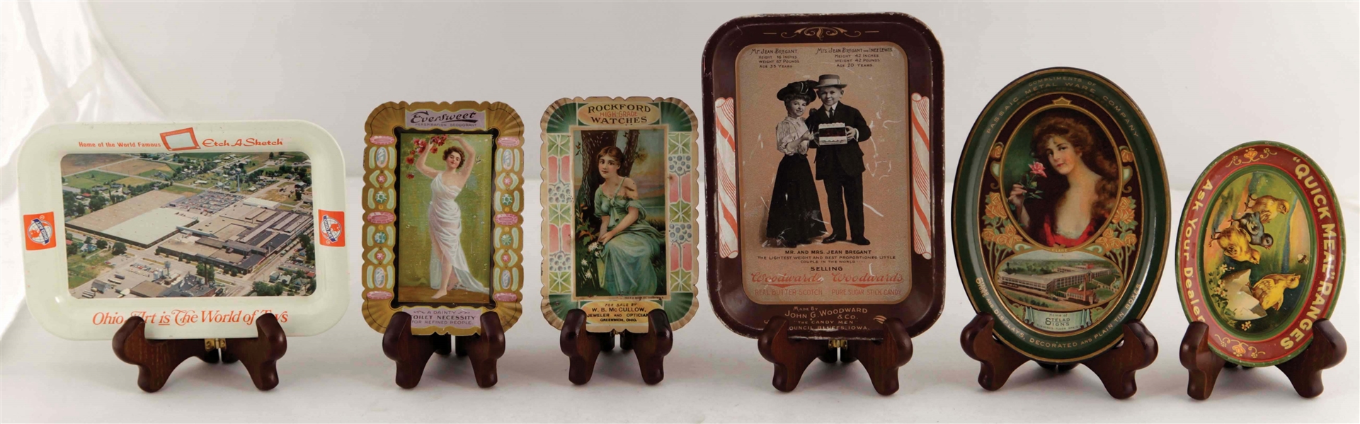 LOT OF 6: ADVERTISING TRAYS. 