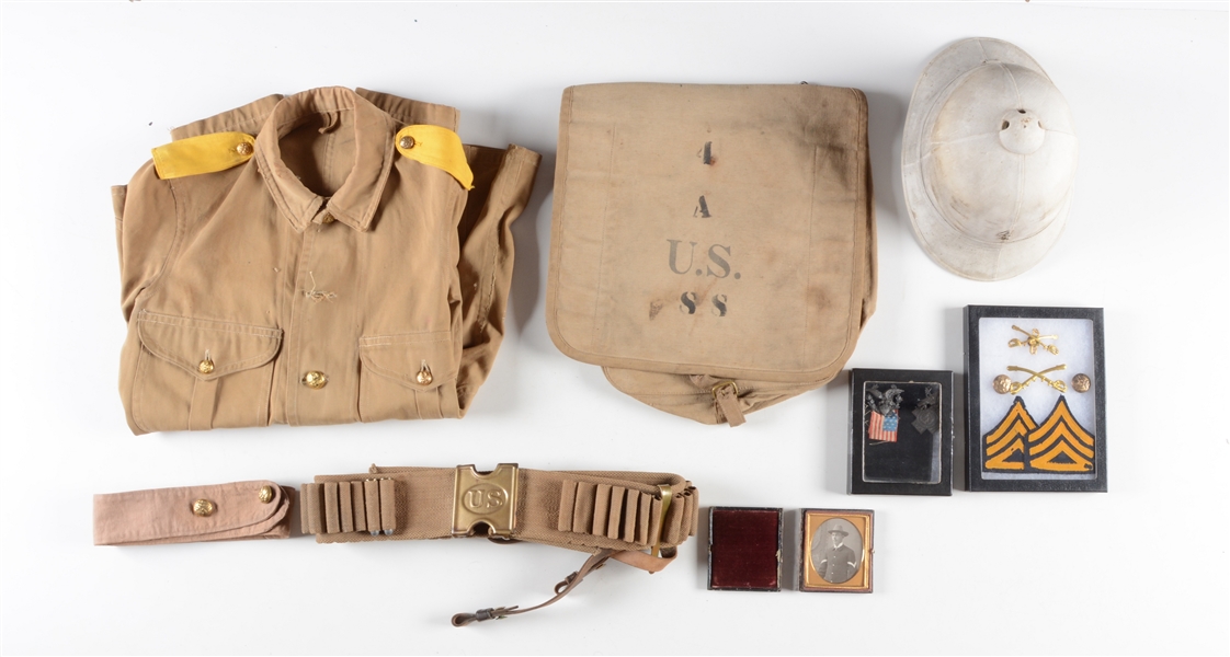 SPANISH AMERICAN WAR ERA MILITARY JACKET WITH ACCESSORIES.