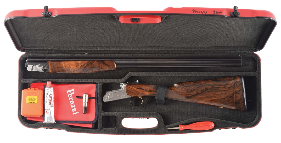 (M) 20 GAUGE PERAZZI MX8/20 SCO OVER-UNDER GAME SHOTGUN WITH FINE ROSE AND SCROLL BY CORTINI, AND BULINO GAME SCENES BY GIOVANELLI WITH CASE.