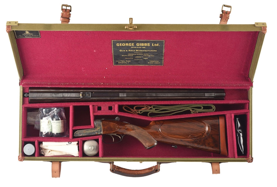 (C) GEORGE GIBBS BOXLOCK EJECTOR .450 NITRO DANGEROUS GAME DOUBLE RIFLE WITH CASE.