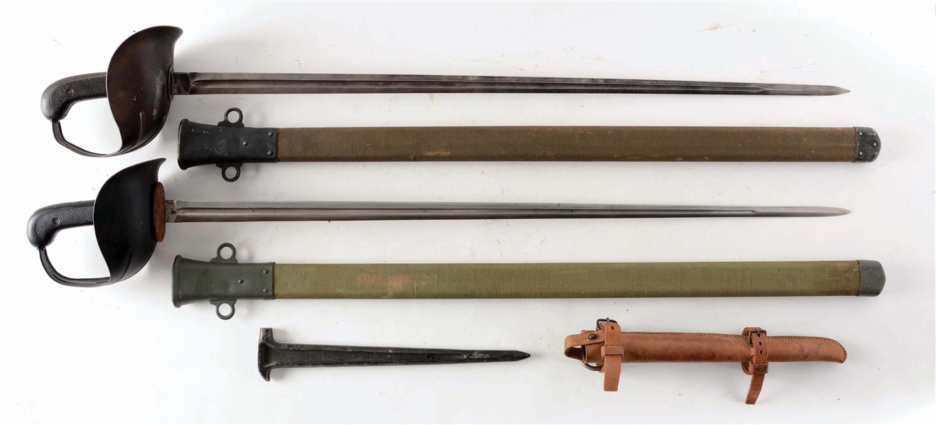 LOT OF 2: TWO MODEL 1913 CAVALRY "PATTON" SABERS WITH SCABBARDS.