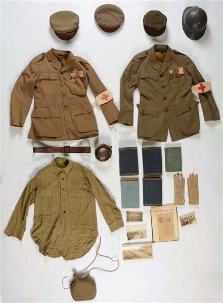 WORLD WAR I IDENTIFIED AMERICAN AMBULANCE SERVICE UNIFORM GROUP.