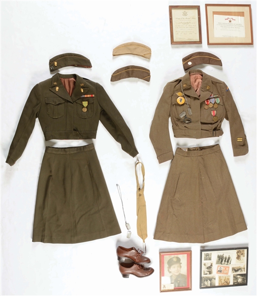 LOT OF 3: WORLD WAR II WOMENS ARMY CORPS UNIFORMS / GROUPS.