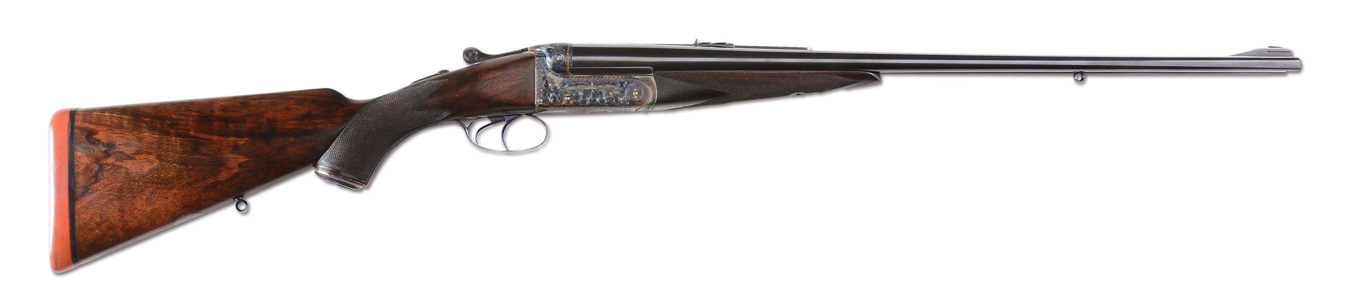 (C) NICELY RESTORED HOLLIS BENTLEY & PLAYFAIR BOXLOCK DOUBLE RIFLE IN .375 FLANGED MAG.