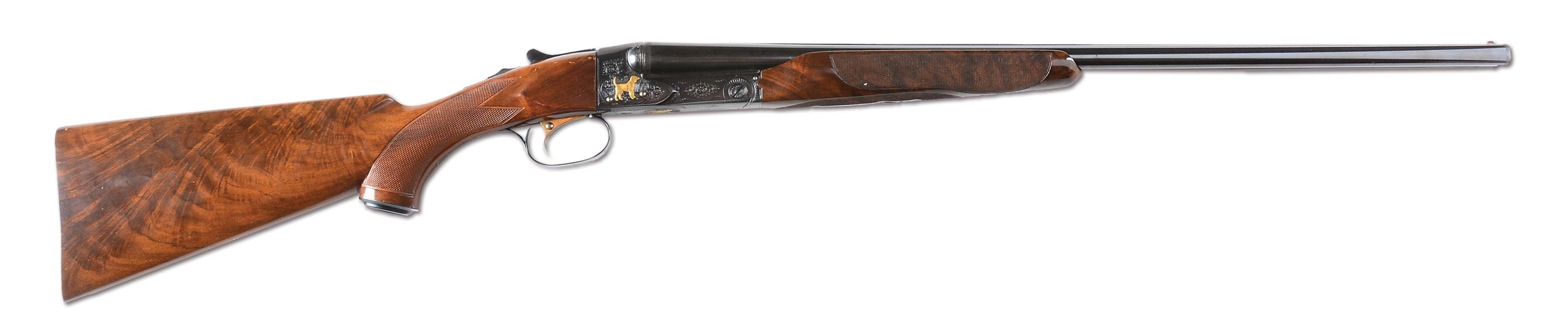 (C) ATTRACTIVE UPGRADED WINCHESTER MODEL 21 SKEET GRADE SHOTGUN ENGRAVED AND GOLD INLAID BY ARNOLD GRIEBEL.
