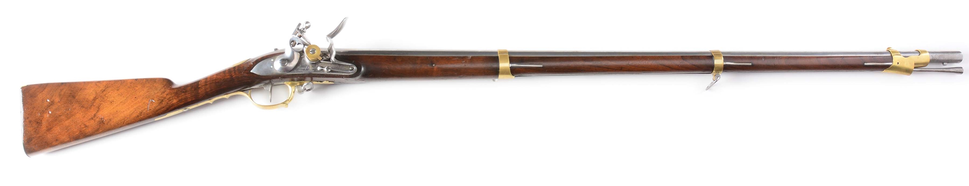 (A) EXTREMELY RARE FRENCH FLINTLOCK MUSKET BY THE VERSAILLES MANUFACTORY EXCLUSIVELY FOR THE GARDES DU CORPS DE MONSIEUR WITH UNIQUE ROTATING FLASHPAN COVER.