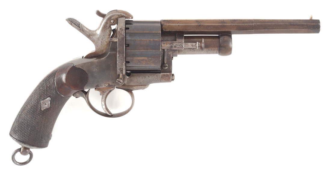 (A) VERY RARE AND POSSIBLY UNIQUE BABY LEMAT PINFIRE REVOLVER WITH BARREL EXTENSION.