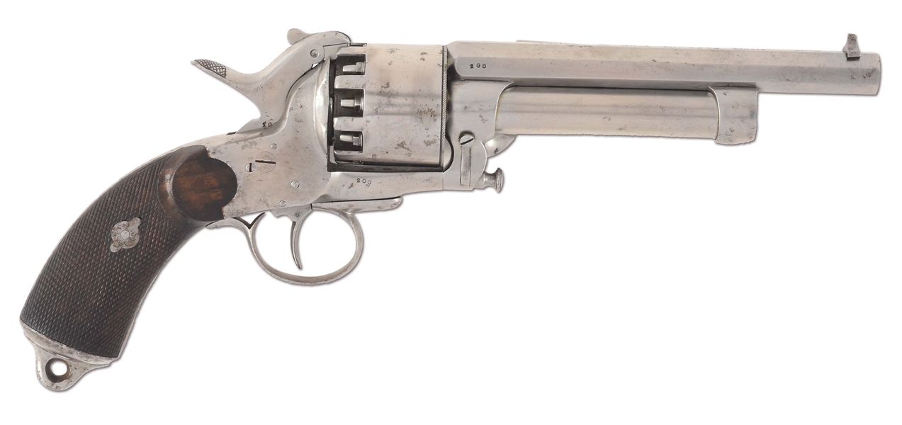 (A) A GOOD AND VERY EARLY SECOND MODEL LEMAT SERIAL NUMBER 200 PERCUSSION REVOLVER.