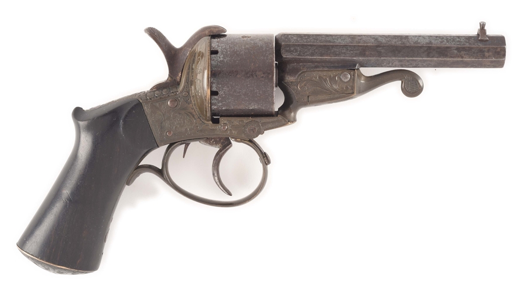 (A) GOOD ENGRAVED FRENCH PINFIRE REVOLVER BY M. JAVELLE ST. ETIENNE (1860-1880).