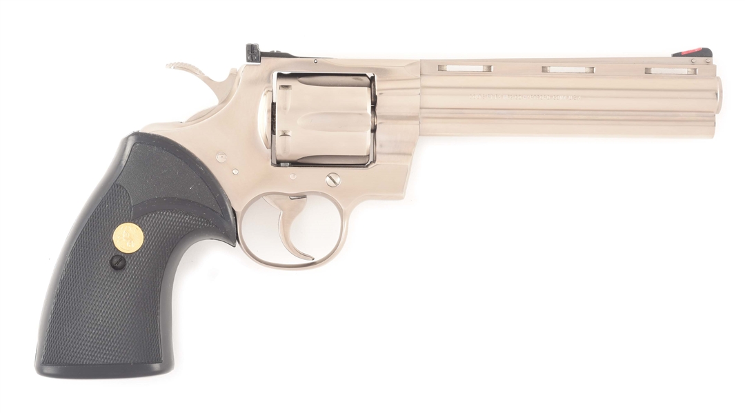 (M) STAINLESS STEEL PLATED COLT PYTHON DOUBLE ACTION REVOLVER (1981).