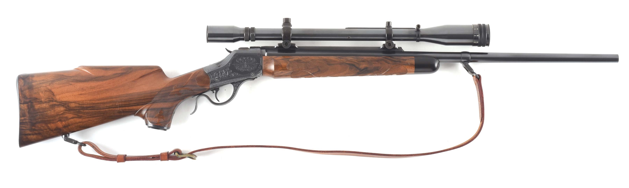 (C) VERY FINE CUSTOM THICK SIDE HIGH WALL WINCHESTER VARMINT RIFLE BY FASHINGBAUER AND ENGRAVED BY HOWARD GRANT.