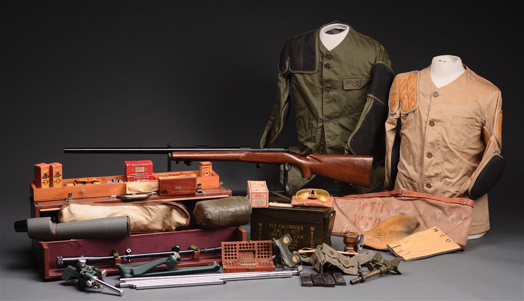 (C) LOT OF 7: WINCHESTER MODEL 70 HEAVY BARREL AND OTHER ASSORTED ITEMS BELONGING TO ROBERT MAGUIRE, FOUNDER OF THE MARINE CORP SNIPER SCHOOL (1961).