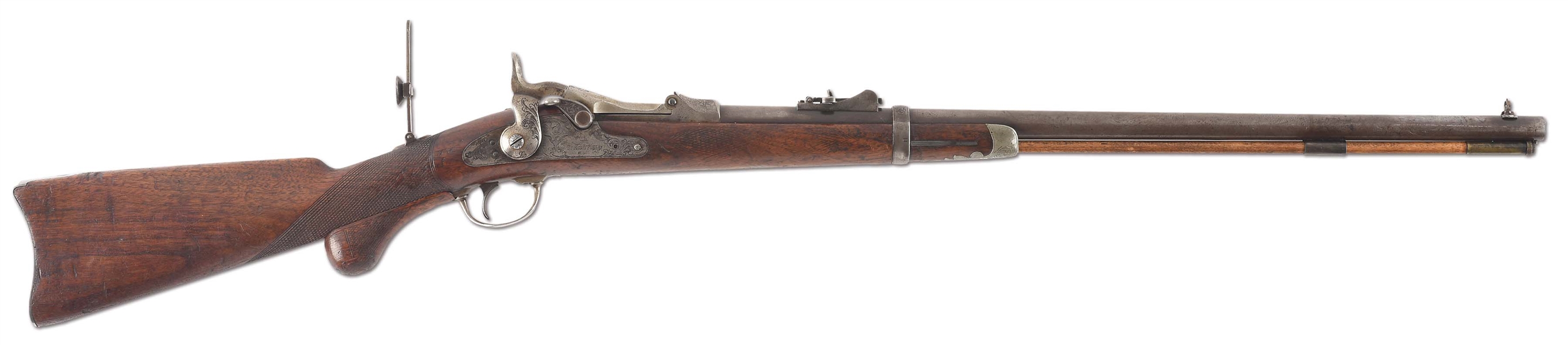 (A) SCARCE US SPRINGFIELD MODEL 1875 OFFICERS MODEL TRAPDOOR RIFLE.