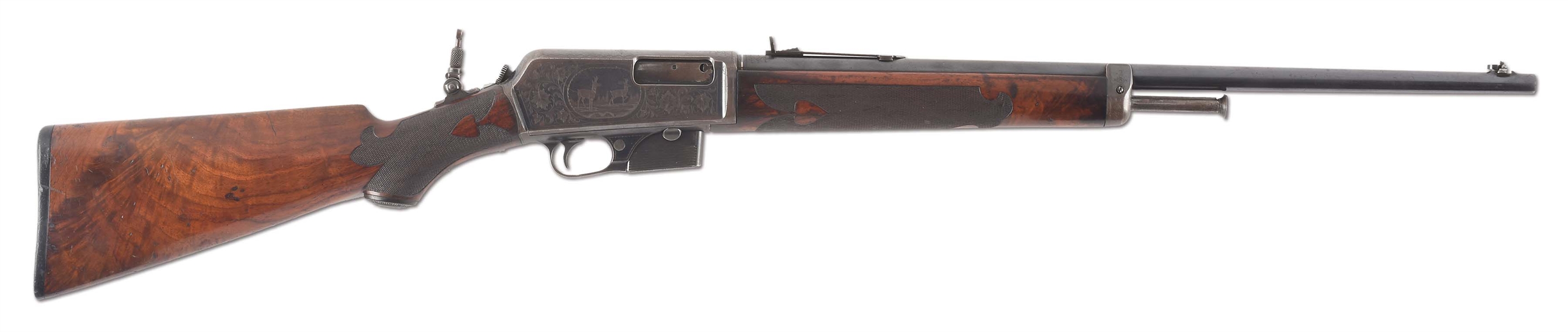 (C) EXTREMELEY RARE AND DESIREABLE FACTORY DOCUMENTED DELUXE FACTORY ENGRAVED WINCHESTER MODEL 1905 SELF-LOADING RIFLE.