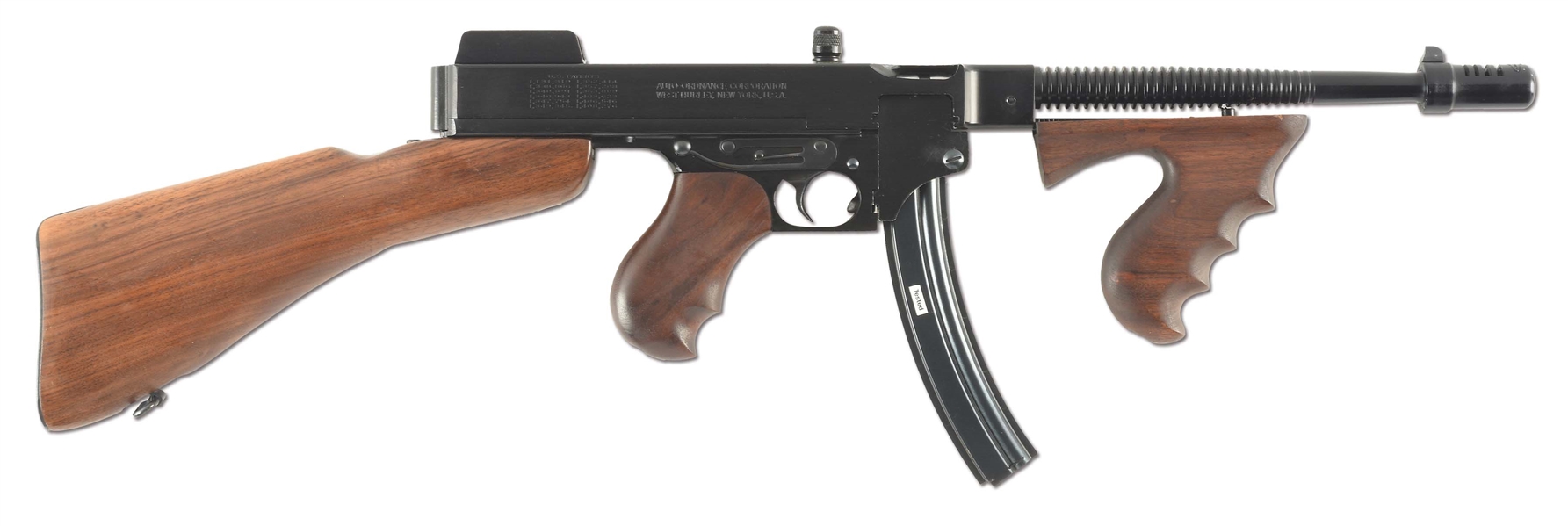 (N) VERY SCARCE AND POPULAR AUTO ORDNANCE MODEL 1928 A22 THOMPSON MACHINE GUN IN .22 LR (CURIO AND RELIC).