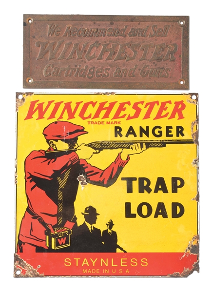 LOT OF 2: GREAT WINCHESTER ADVERTISING SIGNS.
