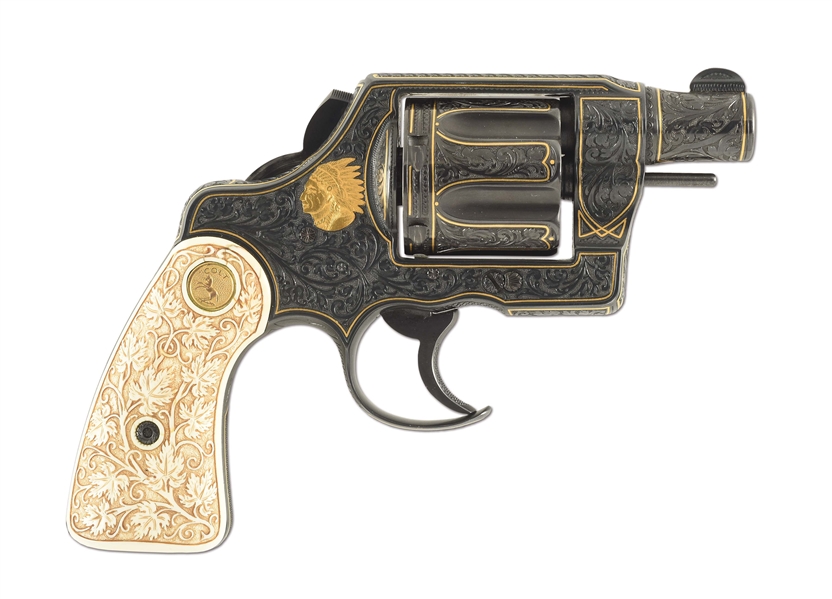 (C) INCREDIBLE KURT JAEGER ENGRAVED AND GOLD INLAID COLT NEW SERVICE FITZ SPECIAL DOUBLE ACTION REVOLVER.