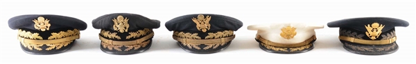 LOT OF 5: US ARMY GENERAL OFFICERS DRESS CAPS.