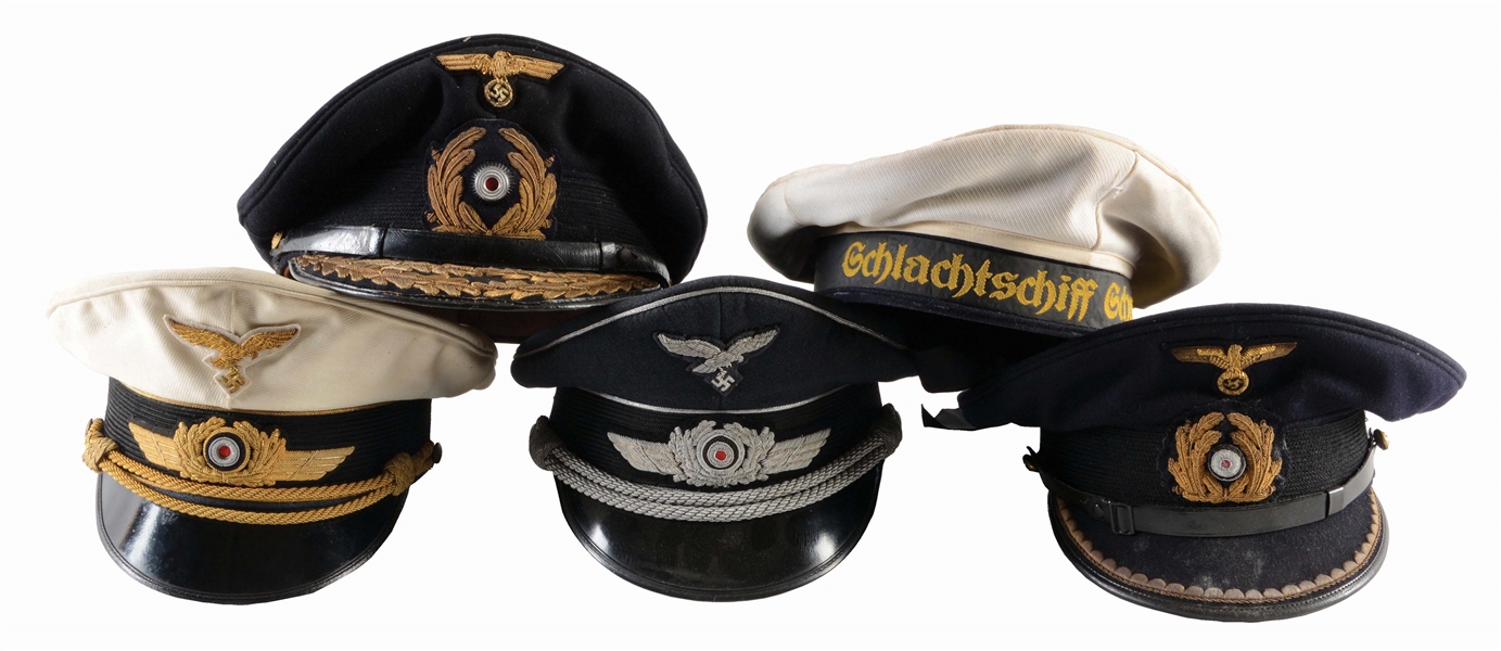 LOT OF 5: REPRODUCTION THIRD REICH GERMAN MILITARY CAPS.