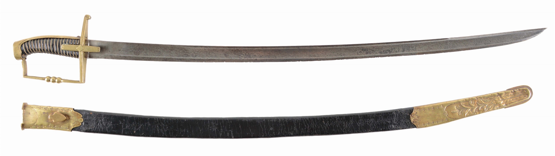 HISTORIC REVOLUTIONARY WAR STIRRUP HILT CALVALRY SABER WITH SCABBARD ATTRIBUTED TO MAJOR JOHN PARR.
