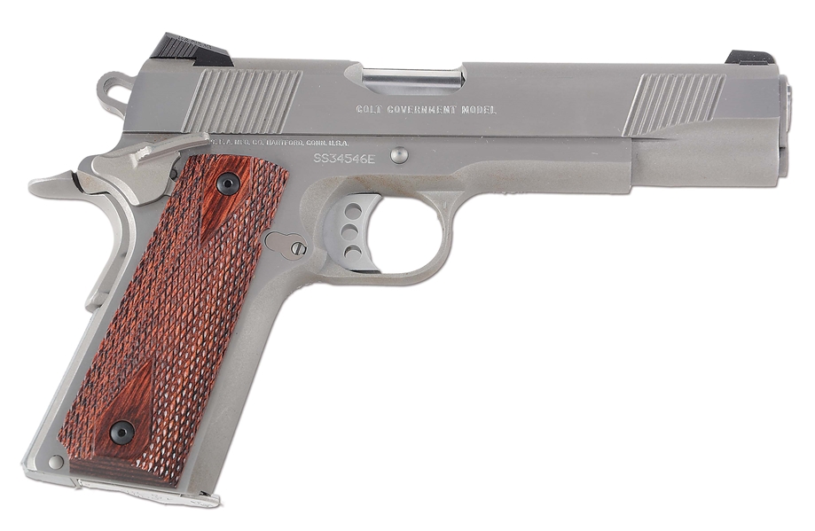 (M) CASED STAINLESS COLT GOVERNMENT MODEL 1911 SEMI-AUTOMATIC PISTOL.