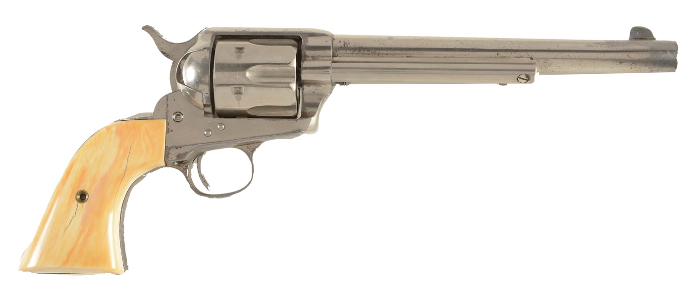 (A) HIGH CONDITION WESTERN SHIPPED ANTIQUE COLT .45 SINGLE ACTION REVOLVER WITH IVORY GRIPS. 