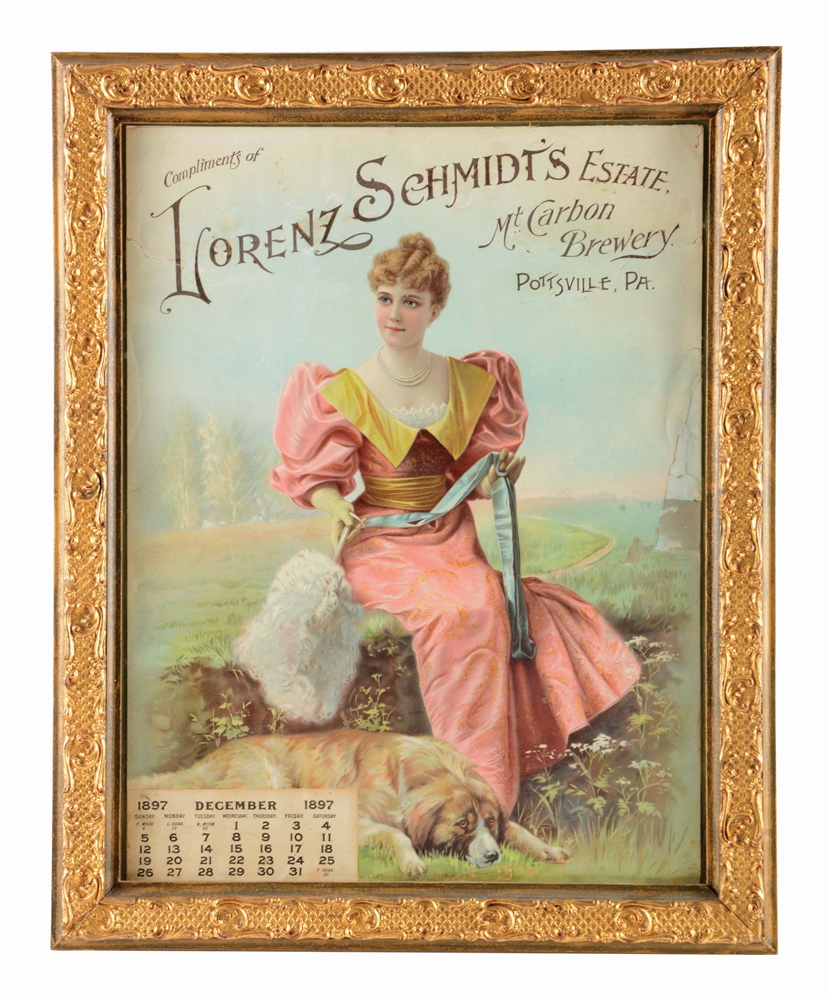 1897 LORENZ SCHMIDTS MT. CARBON BREWERY ADVERTISING CALENDAR.