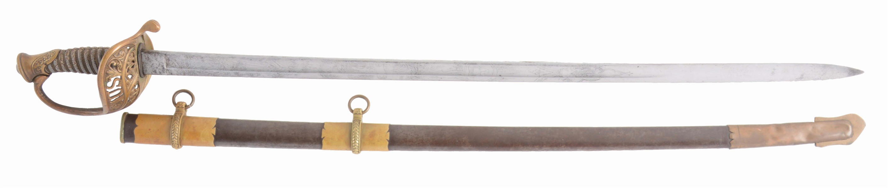 MODEL 1850 STAFF & FIELD OFFICERS SABER RETAILED BY SCHUYLER, HARTLEY, AND GRAHAM WITH KLAUBERG BLADE.