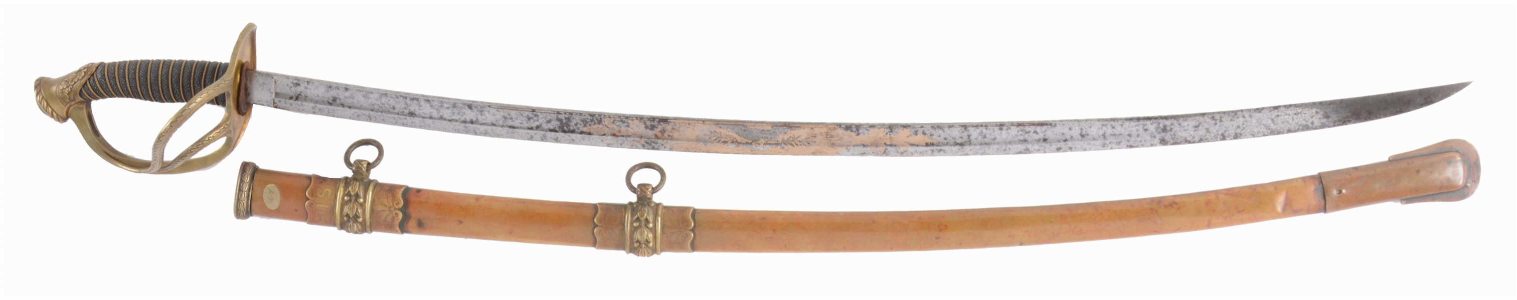 RARE AND DESIRABLE 1860 OFFICERS PRESENTATION SABER BY TIFFANY AND COLINS PRESENTED TO CAPTAIN THOMAS MCCARTY BY THE MEMBERS OF TROOP COMPANY C 70TH REGIMENT NEW YORK STATE MILITIA, OCTOBER 1863. 