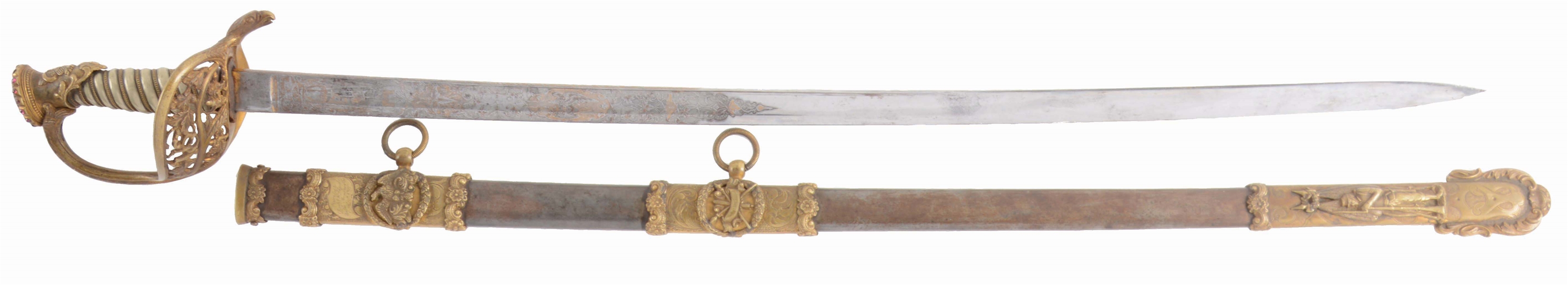 A FINE AND ELABORATE CIVIL WAR PRESENTATION SWORD PRESENTED TO LIEUTENANT J. H. CHRISTY BY THE MEMBERS OF COMPANY H, 17TH VOLUNTEERS NEW YORK.