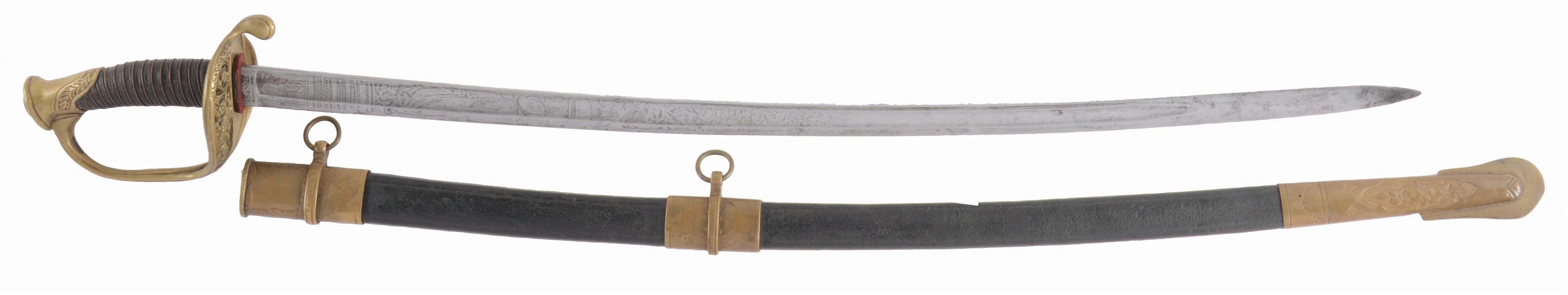 WELL IDENTIFIED CIVIL WAR 1850 FIELD OFFICERS SABER WITH EXTREMELY GOOD CIVIL WAR HISTORY.
