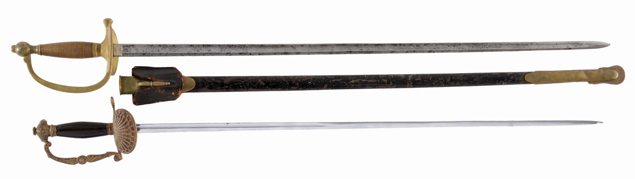 LOT OF 2: MODEL 1840 NCO SWORD AND 1830S FRENCH COURT SWORD.