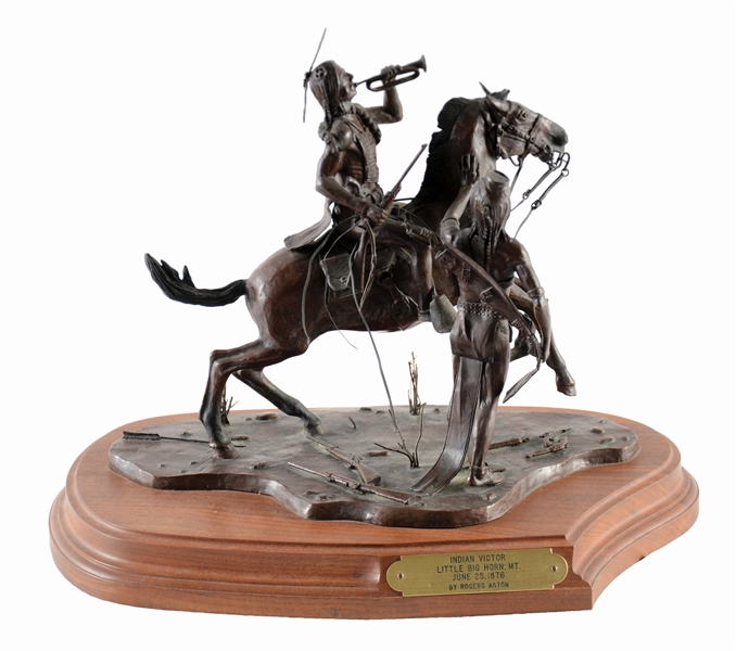 BATTLE OF THE LITTLE BIGHORN "INDIAN VICTOR" BRONZE BY ROGERS ASTON.