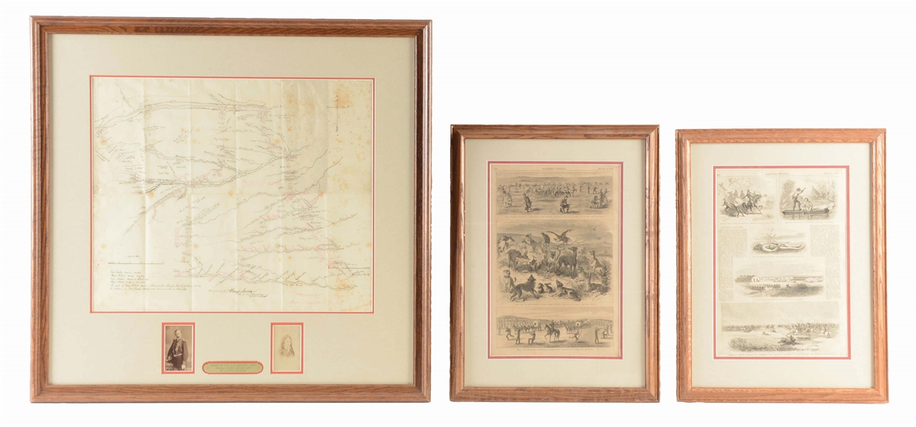 CUSTER’S PERSONAL 1867-1868 INDIAN WARS FIELD MAP AND SIGNED CUSTER CDV.