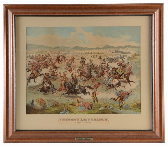 "CUSTERS LAST CHARGE" FRAMED 1876 LITHO PRINT.