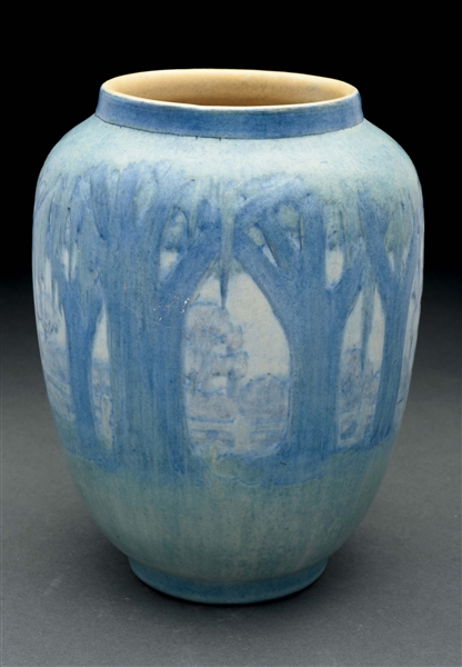 NEWCOMB COLLEGE FOREST SCENE VASE.