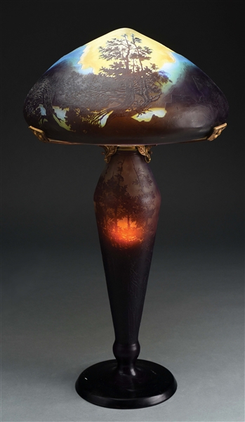 MONUMENTAL GALLE SCENIC TABLE LAMP.