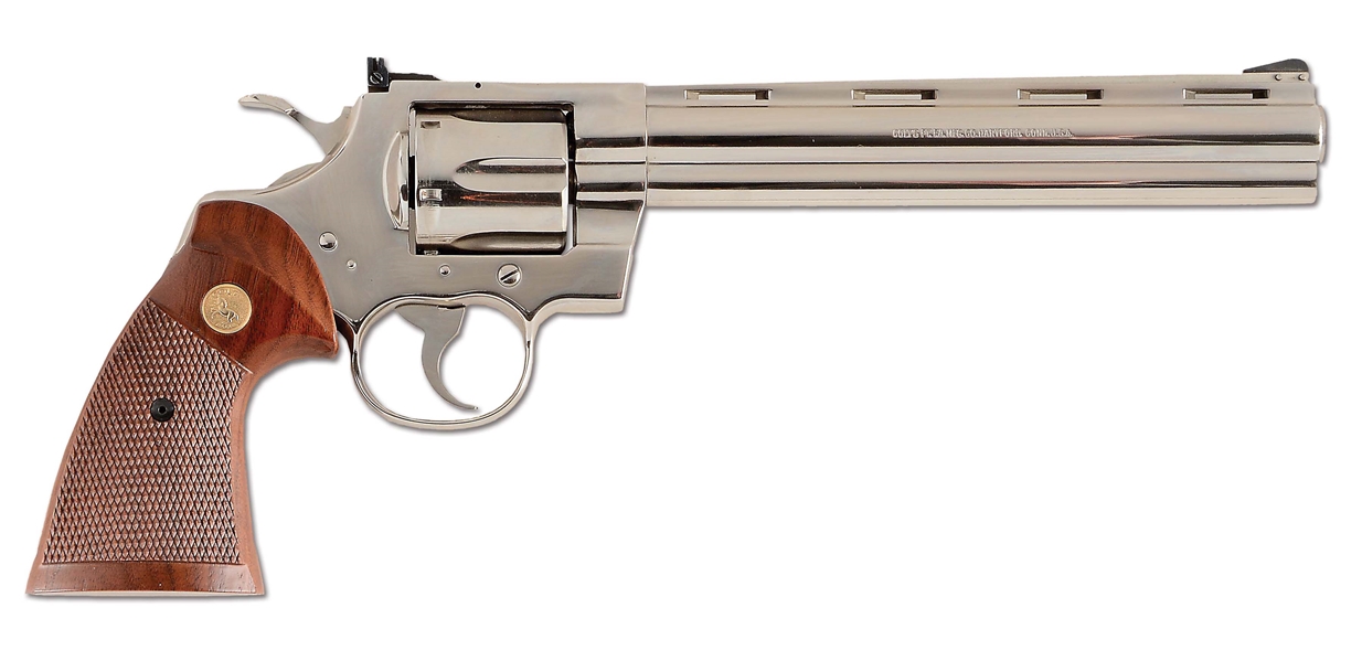 (M) NICKEL PLATED COLT PYTHON DOUBLE ACTION REVOLVER (1980).