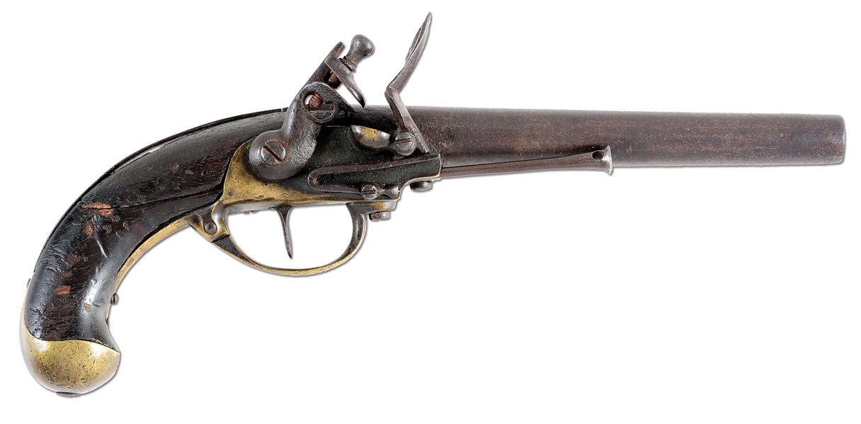 (A) SCARCE US MODEL 1799 2ND CONTRACT NORTH & CHENEY FLINTLOCK SINGLE SHOT MARTIAL PISTOL, SERIAL NUMBER 1011.