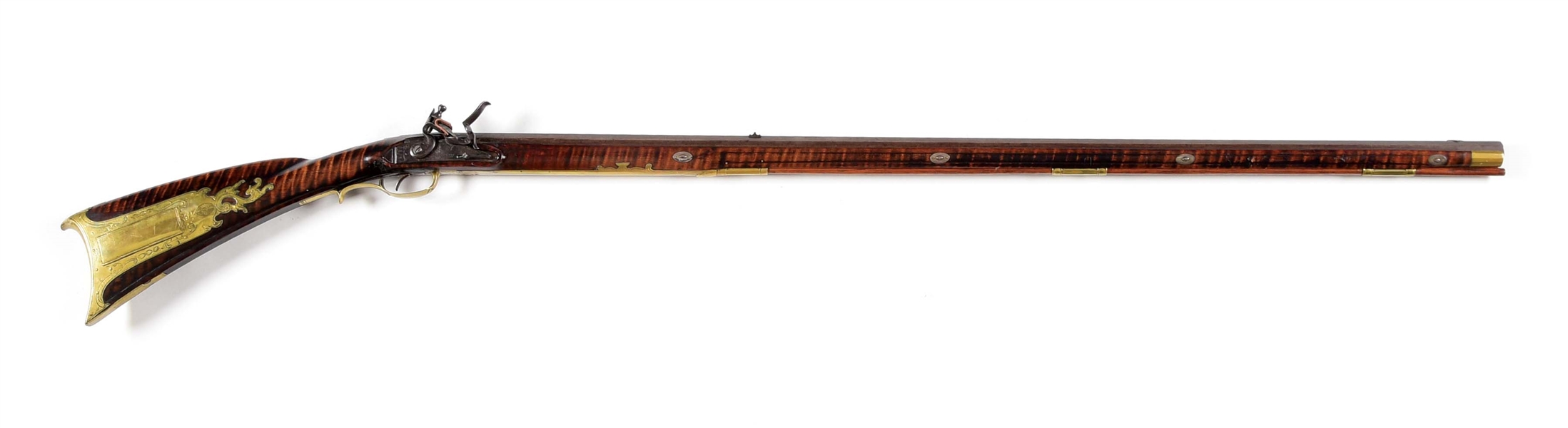 (A) FINE FLINTLOCK KENTUCKY LONGRIFLE ATTRIBUTED TO HENRY YOUNG.