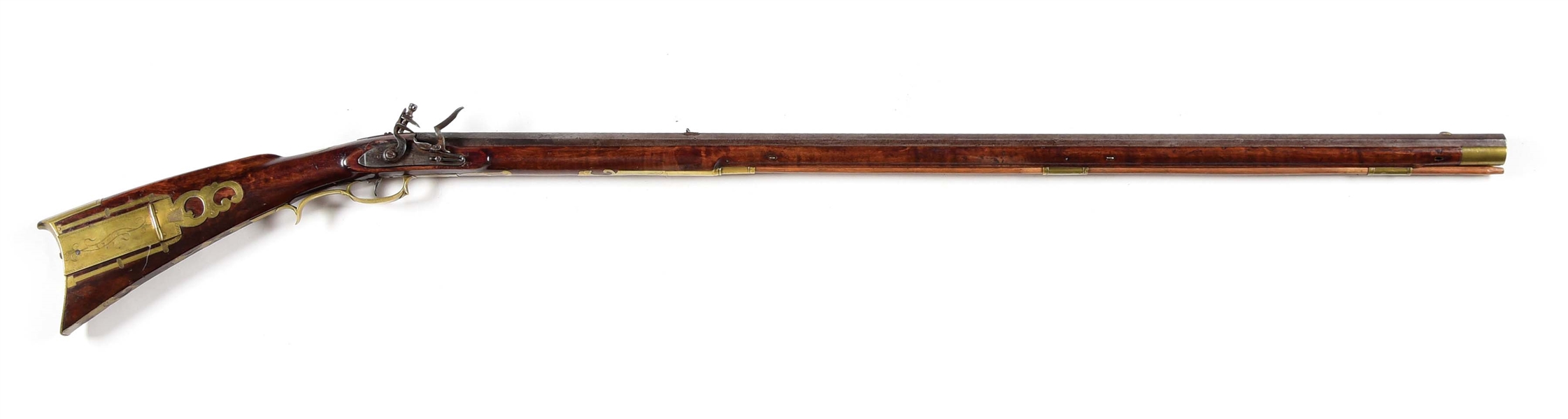 (A) FINE FLINTLOCK KENTUCKY RIFLE ATTRIBUTED TO JACOB GEORGE.