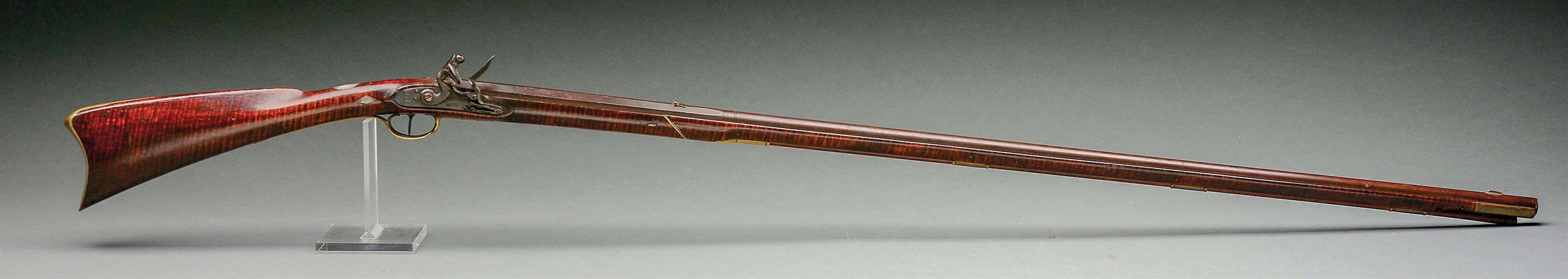 (A) FINE FLINTLOCK TAKEDOWN SMOOTH RIFLE, SIGNED H. ALBRIGHT. 
